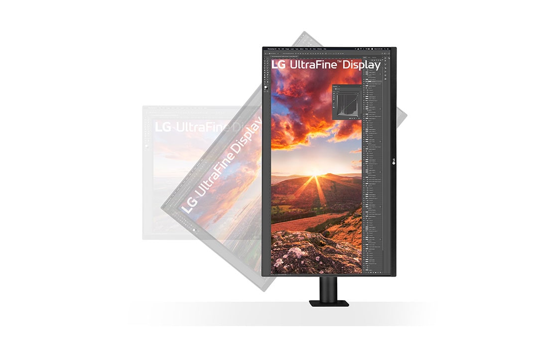 LG Moniteur UHD 4K Ergo IPS 31,5'' avec <br>USB-C, näytön etunäkymä 90 asteen kääntymisestä, 32UN880K-B, thumbnail 7
