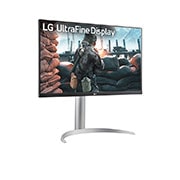 LG Moniteur UHD 4K IPS de 27 po avec VESA DisplayHDR™ 400, vue latérale à +15 degrés, 27UP650K-W, thumbnail 3