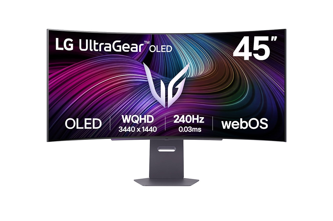 LG 45' (113 cm) | Moniteur gaming OLED 21:9 | Résolution WQHD 3440 x 1440, vue avant, 45GX90SA-B