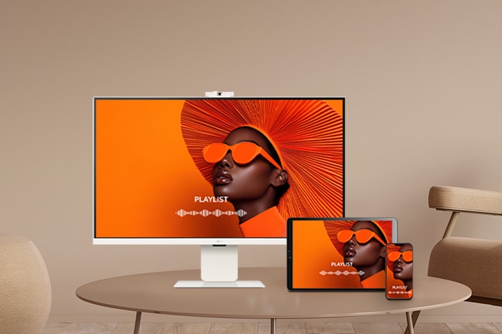 Une photo présentant la fonctionnalité d’effet miroir d’un moniteur intelligent.	