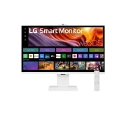 LG Smart Monitor IPS 4K UHD 31,5 pouces avec webOS, vue de face avec webcam et télécommande, 32U850SA-W, thumbnail 1