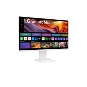 LG Smart Monitor IPS 4K UHD 31,5 pouces avec webOS, vue de côté à +15 degrés avec webcam, 32U850SA-W, thumbnail 8