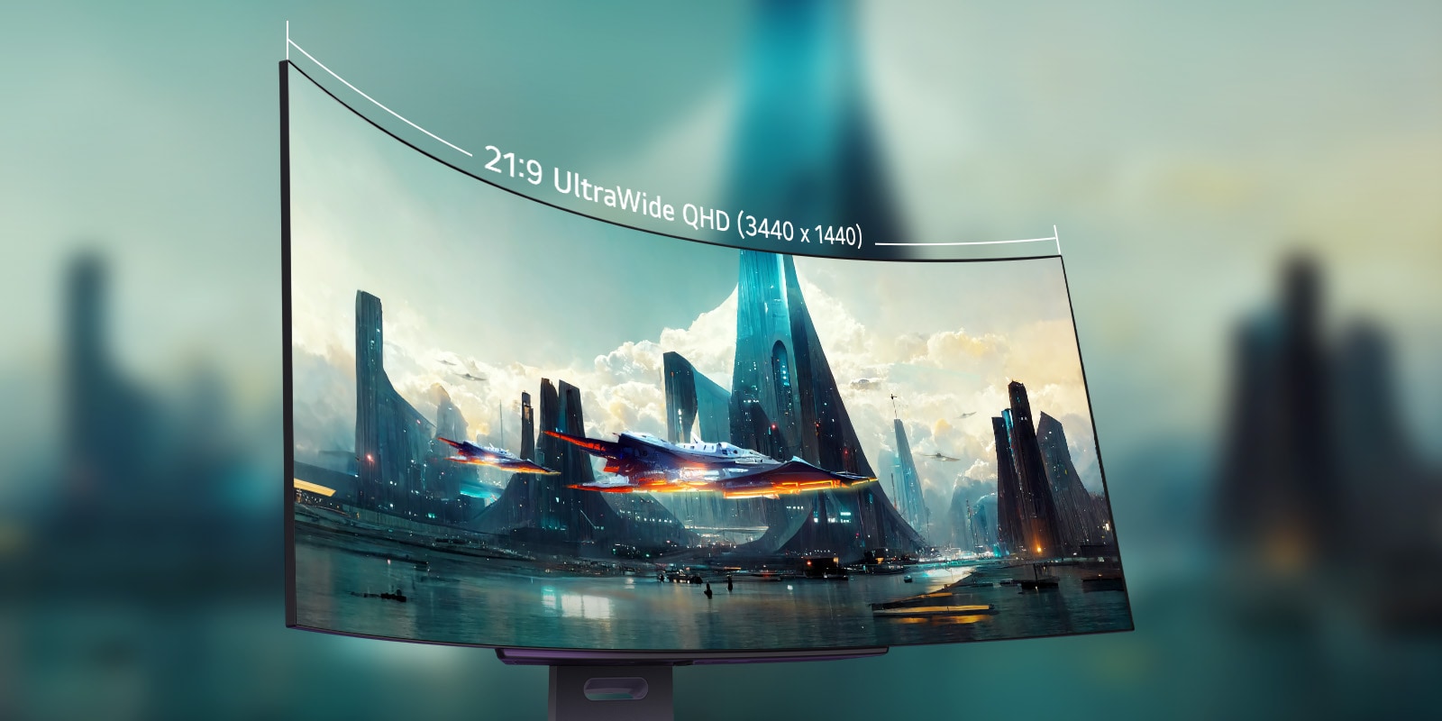 Le moniteur OLED incurvé 21:9 offre une expérience immersive et captivante avec un rapport d'aspect équilibré et optimisé.	