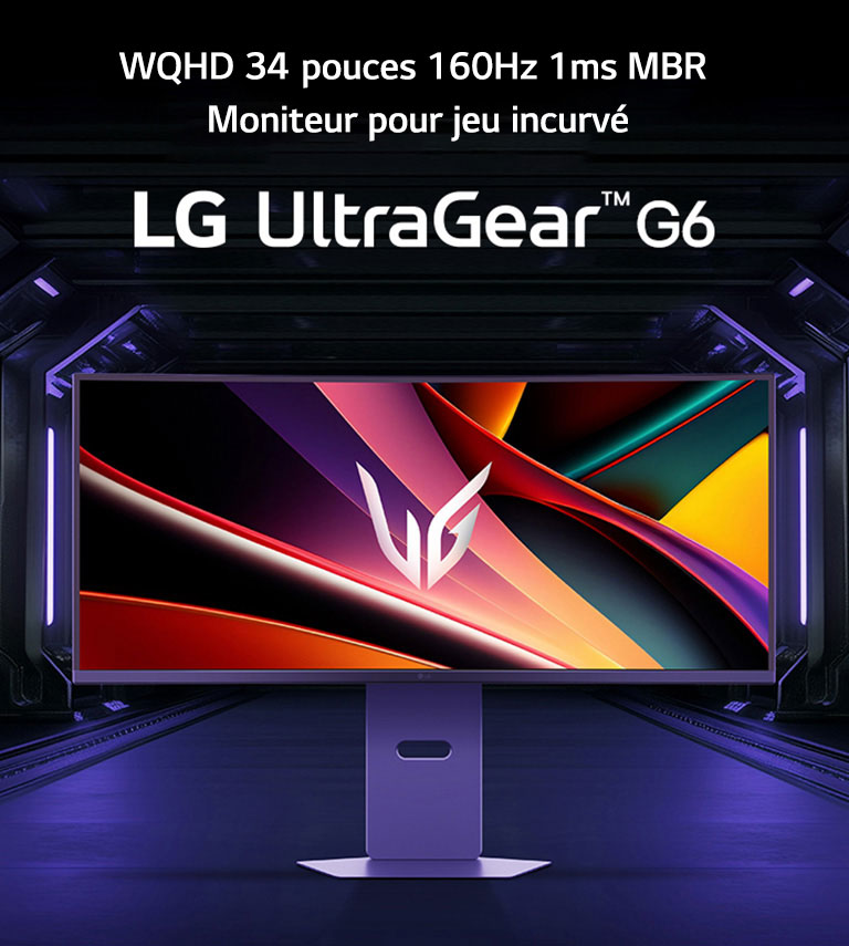 Logo UltraGear™ OLED GX6 avec image du produit UltraGear.	