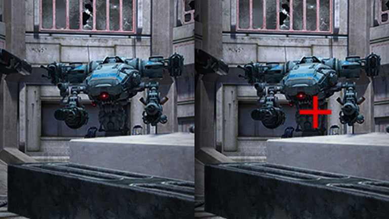 Affichage de la fonction Crosshair en action avec le moniteur UltraGear.	