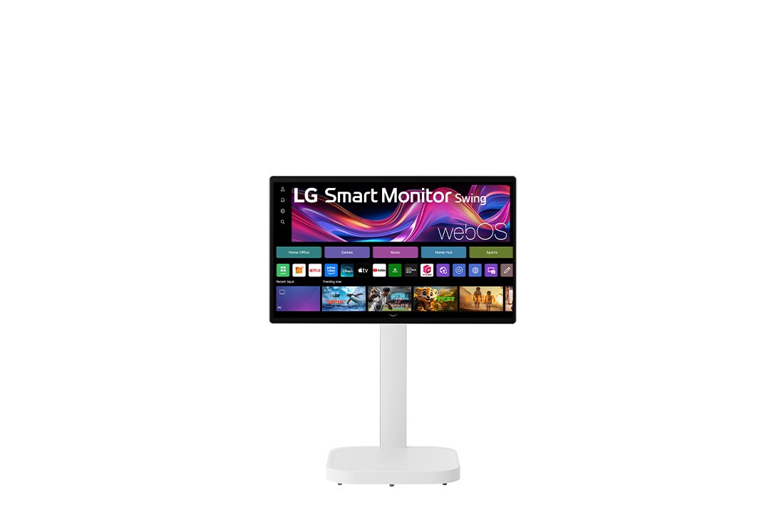 LG Smart Monitor IPS 4K UHD 31,5 pouces pivotant à écran tactile, support à roulettes, vue latérale à -30 degrés, 32U889SA-W, thumbnail 6