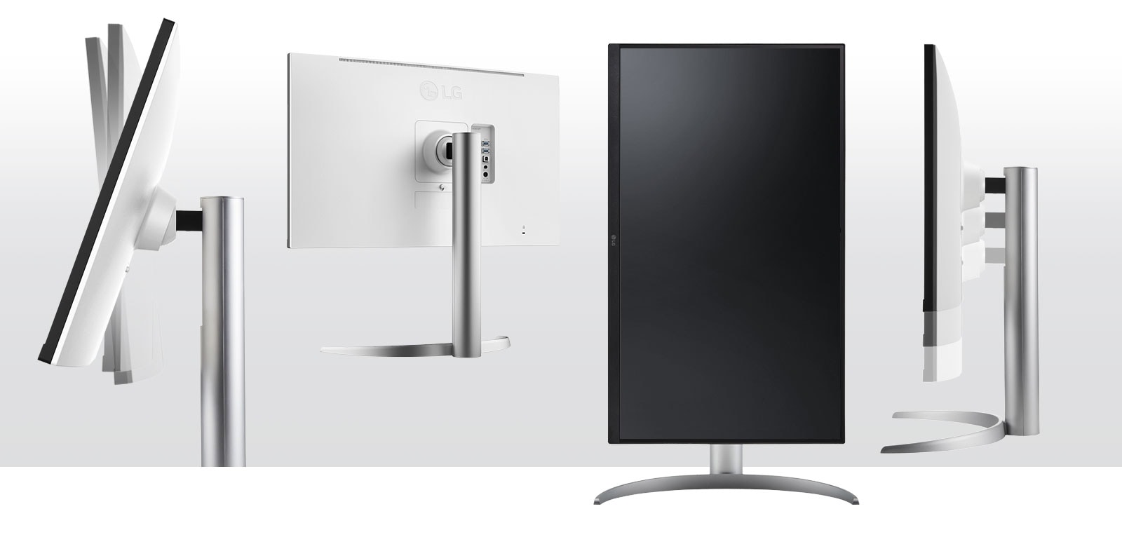 Le moniteur au design ergonomique offre des options d'inclinaison, de pivotement et de réglage en hauteur, ainsi qu'un pied enfichable en un clic.