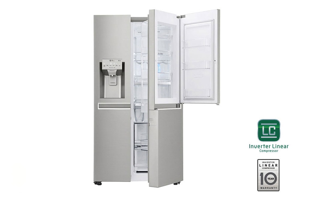 LG Door-in-Door® | 601L capacité | Espace de refroidissement et de congélation supplémentaire  | Total no Frost | Distributeur d'eau et de glaçons |  Compresseur Linéare Inverter, GSJ470DIDV