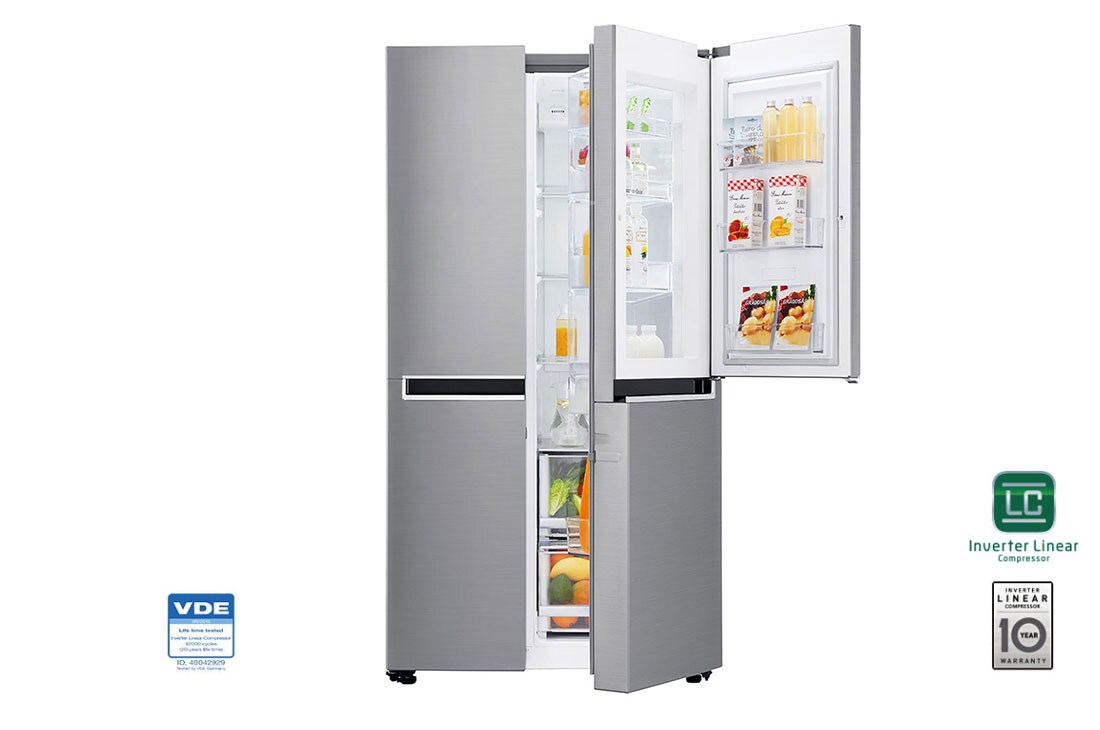 LG 601L capacité | Door-in-Door® | Espace de refroidissement et de congélation supplémentaire  |Total no Frost | Distributeur d'eau et de glaçons | Compresseur linéaire Inverter, GSJ761PZUZ