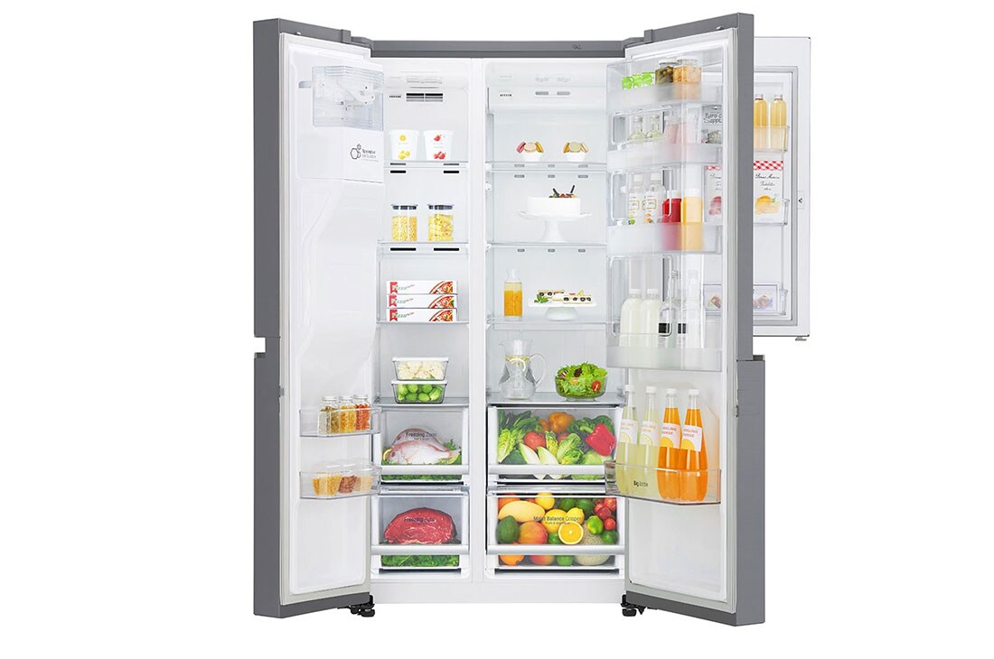 LG 601L capacité | Door-in-Door® | Espace de refroidissement et de congélation supplémentaire  |Total no Frost | Distributeur d'eau et de glaçons | Compresseur linéaire Inverter, GSJ761PZUZ, thumbnail 3