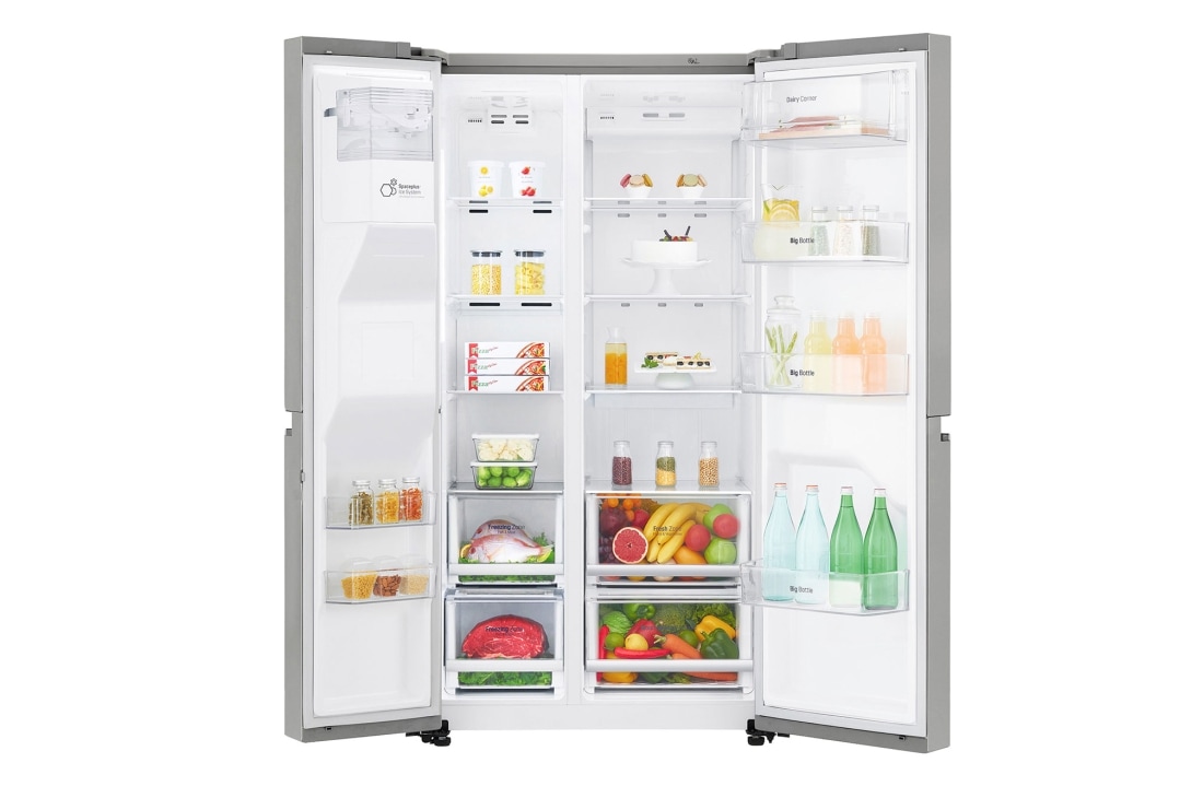 LG Toujours économique F | Distributeur d'eau et de glaçons | 601L l Grande capacité | Total No Frost | Compresseur Linéare Inverter, ACCÈS RAPIDE, VOIR L’INTÉRIEUR, GSL481PZXZ, thumbnail 2