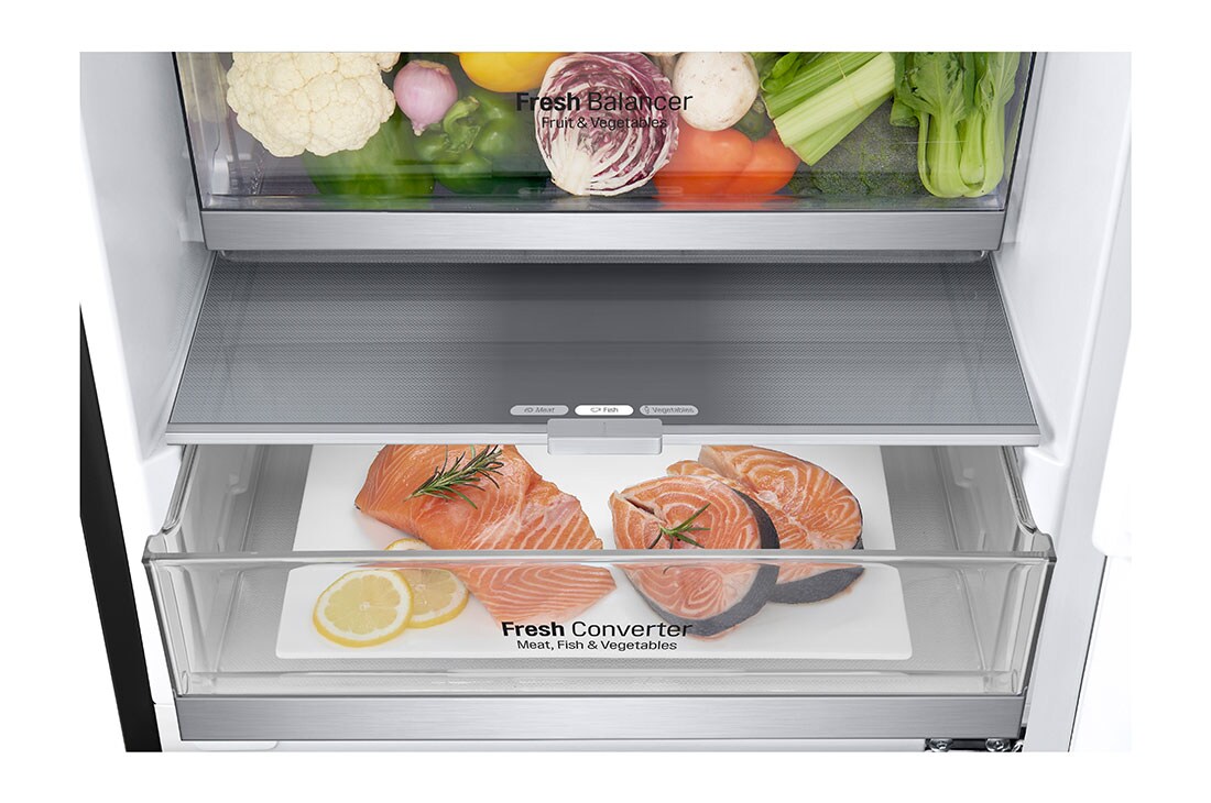 LG Door Cooling+: Un refroidissement jusqu’à 32% plus rapide et plus uniforme  | Capacité 384L | Total No Frost | Compresseur Smart Inverter | Grande capacité | 35dB – réfrigérateur le plus silencieux , GBB72MCUGN, thumbnail 8