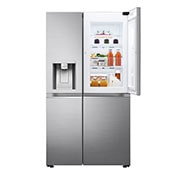 LG Door Cooling+ - La fraîcheur partout | Door-in-Door® | 635L capacité |Total No Frost | Compresseur Linéaire Inverter, vue de face du réfrigérateur ouvert sur les aliments, GSJV70PZTE, thumbnail 2