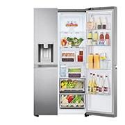 LG Door-in-Door® | 635L capacité |Total No Frost | Compresseur Linéare Inverter, vue de face de droite du réfrigérateur ouvert sur les aliments, GSJV71PZTE, thumbnail 11