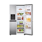 LG LinearCooling | 635L capacité |Total No Frost | Compresseur Linéare Inverter, vue de face du réfrigérateur ouvert sur les aliments, GSLV51PZXE, thumbnail 2