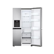 LG LinearCooling | 635L capacité |Total No Frost | Compresseur Linéare Inverter, vue de face du réfrigérateur ouvert sur les aliments, GSLV51PZXE, thumbnail 9