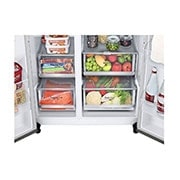 LG 635L capacité | InstaView™ Door-in-Door™ | DoorCooling+™ | Distributeur d'eau et de glaçons avec UVnano™ | Craft Ice™ | Total No Frost | Compresseur Linéare Inverter , vue du bac multi-usage, GSXV90BSDE, thumbnail 8