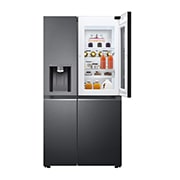 LG 635L capacité | InstaView™ Door-in-Door™ | DoorCooling+™ | Distributeur d'eau et de glaçons avec UVnano™ | Total No Frost | Compresseur Linéare Inverter , vue de face du réfrigérateur ouvert sur les aliments, GSXV90MCAE, thumbnail 2