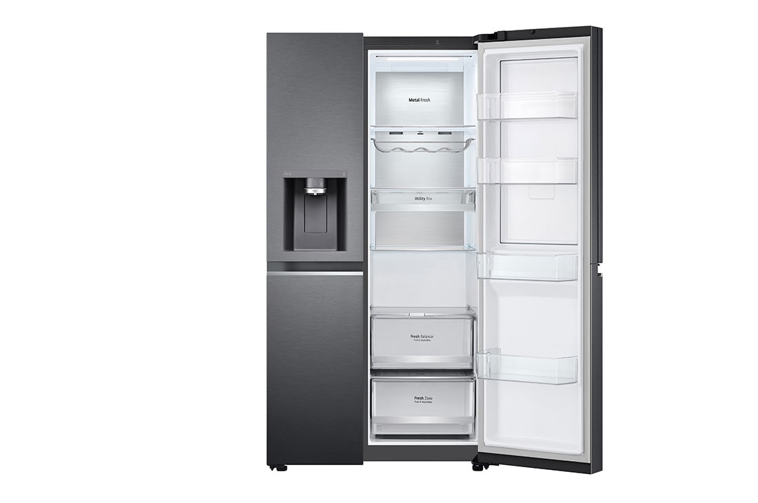 LG 635L capacité | Door-in-Door™ | DoorCooling+™ | Distributeur d'eau et de glaçons avec UVnano™ | Total No Frost |Compresseur Linéare Inverter , vue de face de droite du réfrigérateur ouvert, GSJV90MCAE, thumbnail 11