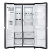 LG 635L capacité | Door-in-Door™ | DoorCooling+™ | Distributeur d'eau et de glaçons avec UVnano™ | Total No Frost |Compresseur Linéare Inverter , Vue de face, ouvert, GSJV90MCAE, thumbnail 10