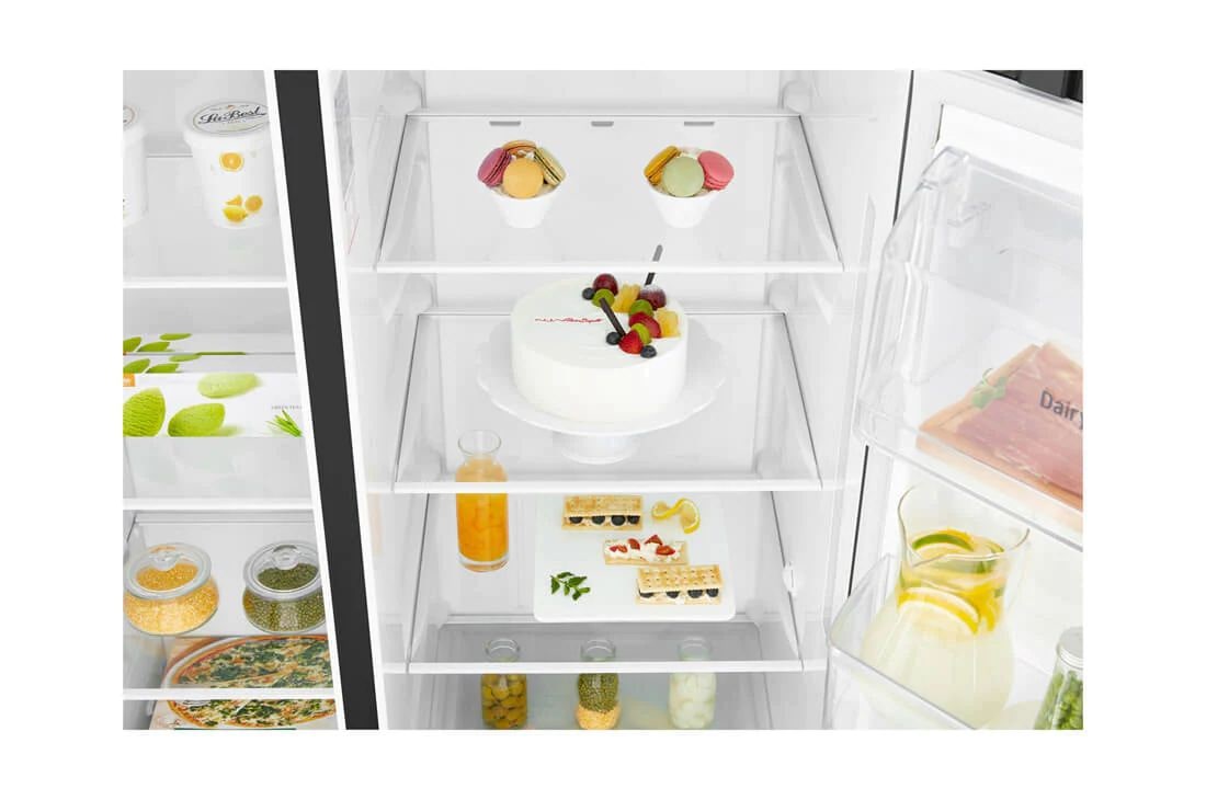 LG 625L contenu | Distributeur d’eau et de glaçons | Moist Balance Crisper™ | Total No Frost | Compresseur Linéare Inverter, ACCÈS RAPIDE, VOIR L’INTÉRIEUR, GSL761MCXV, thumbnail 5