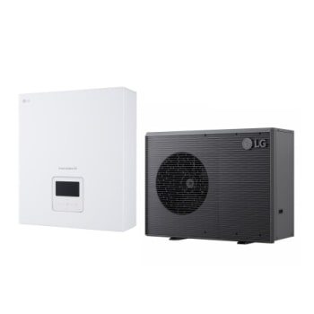 Nouvelle pompe à chaleur air-eau THERMA&nbsp;V&nbsp;LG de couleur noire conçue avec une grille ondulée grise1