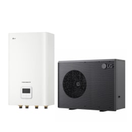 Nouvelle pompe à chaleur air-eau THERMA&nbsp;V&nbsp;LG de couleur noire conçue avec une grille ondulée grise2