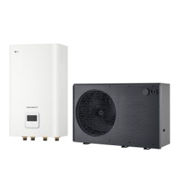 Nouvelle pompe à chaleur air-eau THERMA&nbsp;V&nbsp;LG de couleur noire conçue avec une grille ondulée grise2