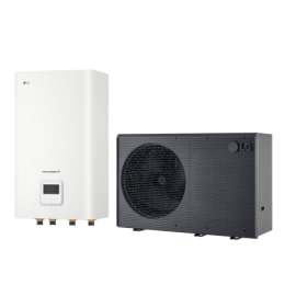 Nouvelle pompe à chaleur air-eau THERMA&nbsp;V&nbsp;LG de couleur noire conçue avec une grille ondulée grise2
