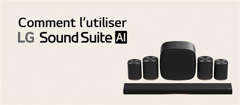 Jeu d’enceintes home cinéma LG Sound Suite équipé d’une barre de son H7, d’une paire d’enceintes M7, d’une autre paire d’enceintes M5 et d’un caisson de basses W7.