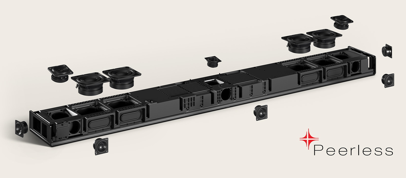 La barre de son LG Sound Suite H7 offre des basses puissantes et une scène sonore étendue avec des unités intégrées Peerless