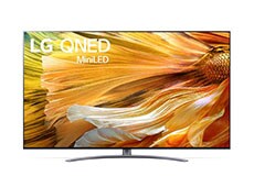 QNED91 montant une image en gros plan de pétales brillants dans des nuances rouges et le logo 8K à l’écran.