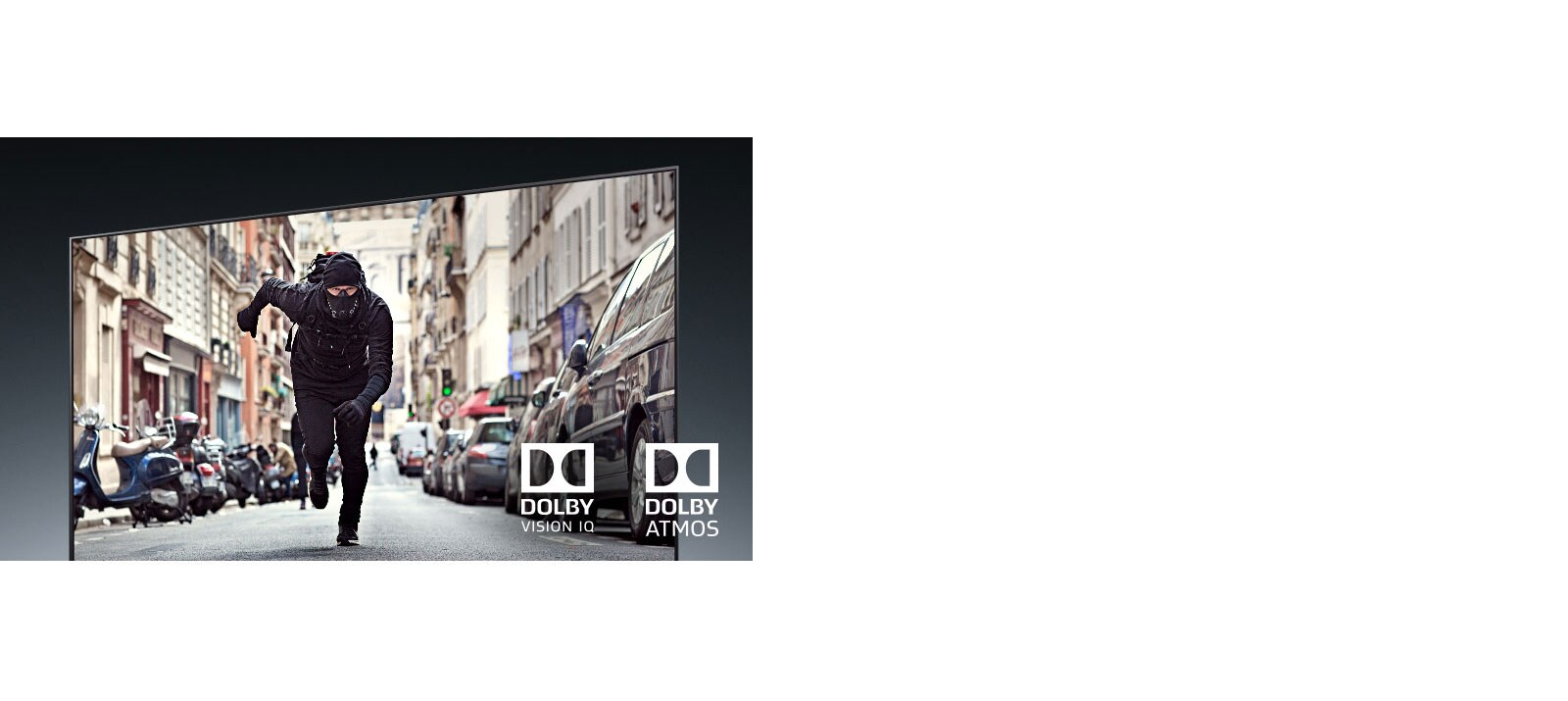 Écran de téléviseur affichant un voleur qui s’enfuit dans un film d’action