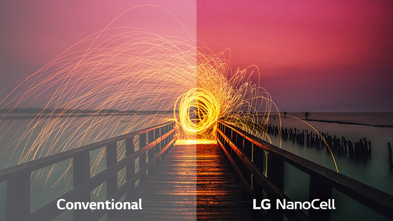 Comparaison de la qualité d’image entre les technologies conventionnelles et Full Array Dimming avec l’image d’une flamme
