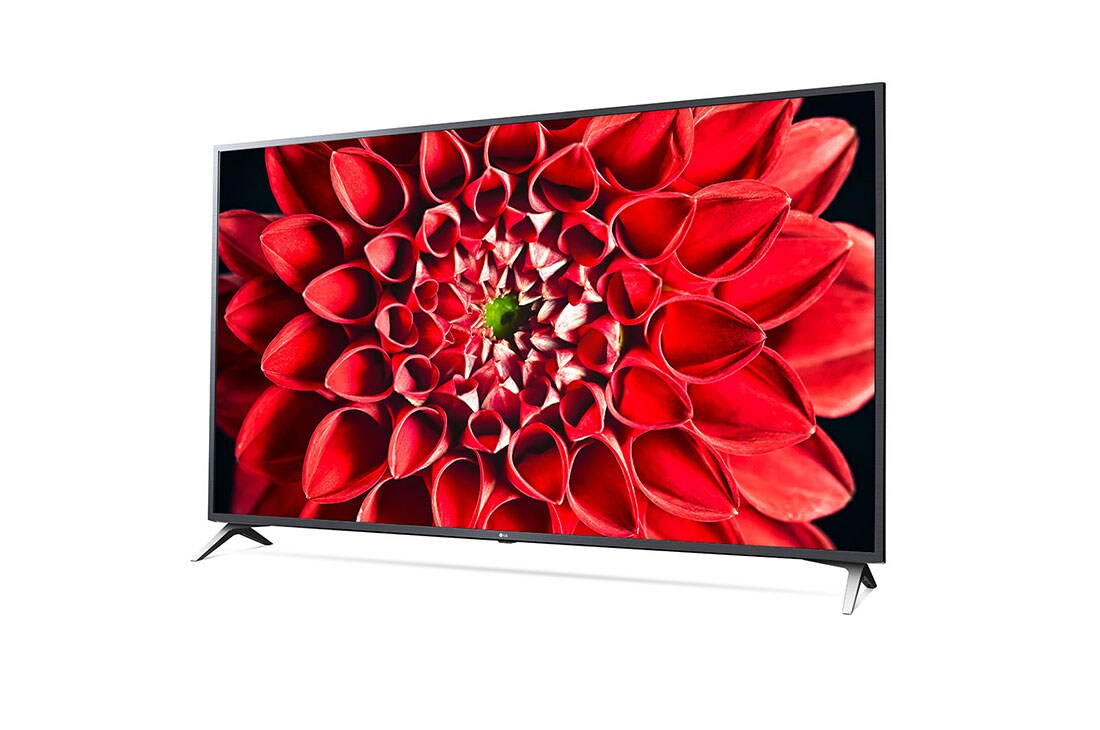 LG UN70 70 inch 4K Smart UHD TV, 30 degree side view with infill image, 70UN70706LB, thumbnail 2