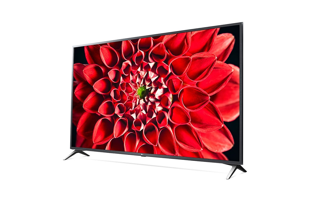 LG UN70 70 inch 4K Smart UHD TV, 60 degree side view with infill image, 70UN70706LB, thumbnail 3