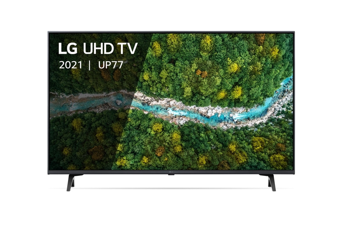 LG Smart TV LG UP77, 43 pouces 4K UHD, Une vue avant du téléviseur UHD LG, 43UP77006LB, thumbnail 2