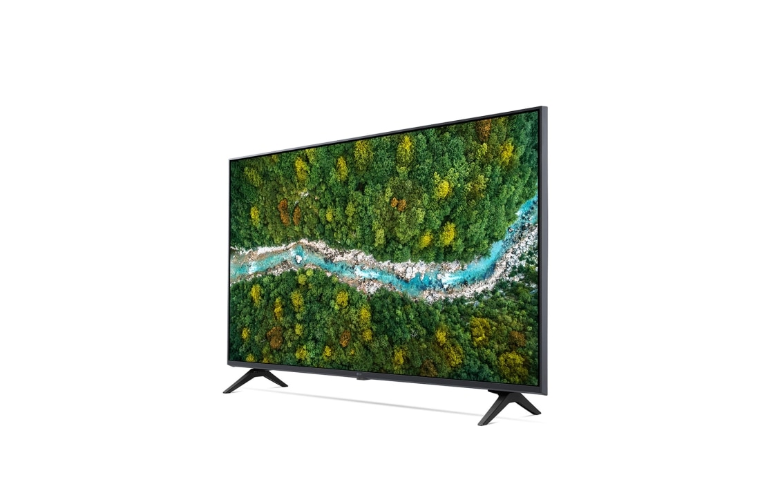 LG Smart TV LG UP77, 43 pouces 4K UHD, vue de côté à 60 degrés avec image de remplissage, 43UP77006LB, thumbnail 5