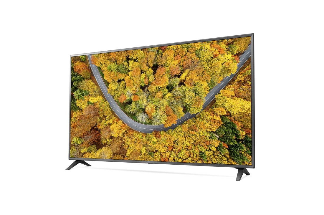 LG Smart TV LG UP75, 75 pouces 4K UHD, vue de côté à 30 degrés avec image de remplissage, 75UP75006LC, thumbnail 4