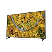 LG Smart TV LG UP75, 75 pouces 4K UHD, vue de côté à 30 degrés avec image de remplissage, 75UP75006LC, thumbnail 4