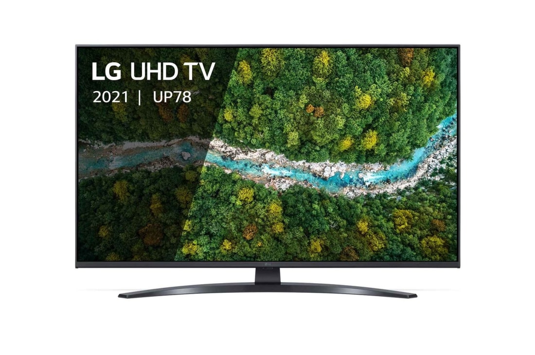 LG Smart TV LG UP78, 43 pouces 4K UHD, Une vue avant du téléviseur UHD LG, 43UP78006LB