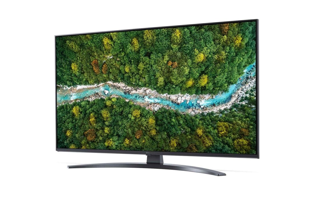 LG Smart TV LG UP78, 43 pouces 4K UHD, vue de côté à 30 degrés avec image de remplissage, 43UP78006LB, thumbnail 3