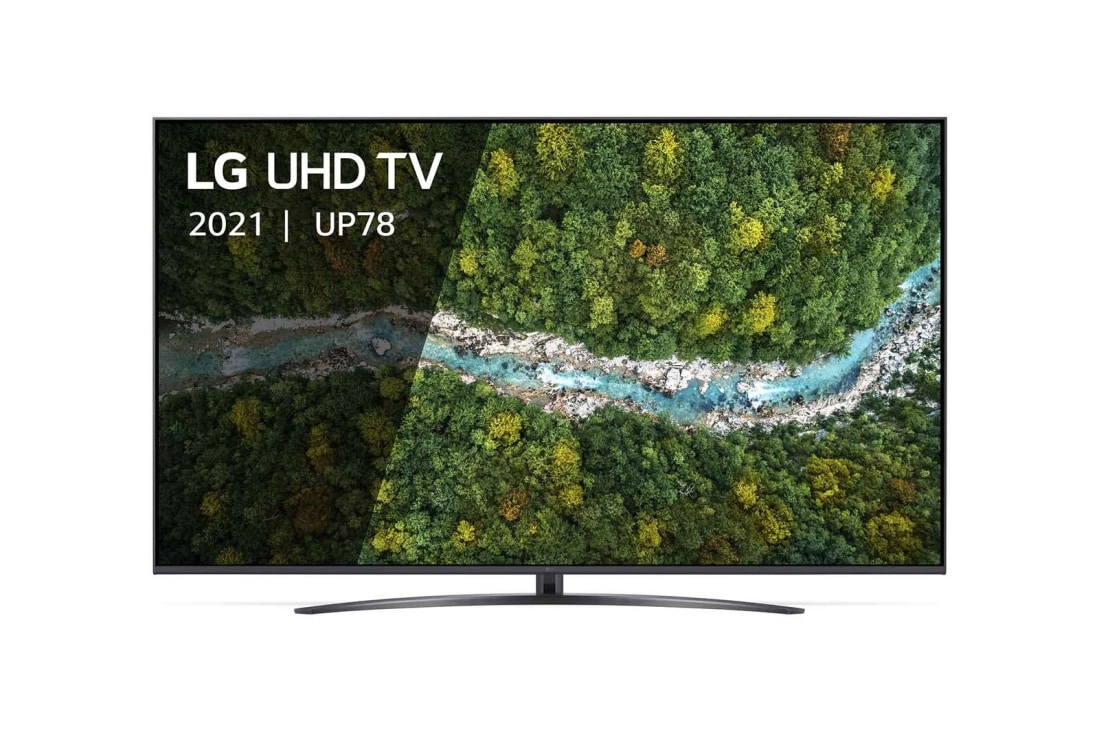 LG Smart TV LG UP78, 75 pouces 4K UHD, Une vue avant du téléviseur UHD LG, 75UP78006LB