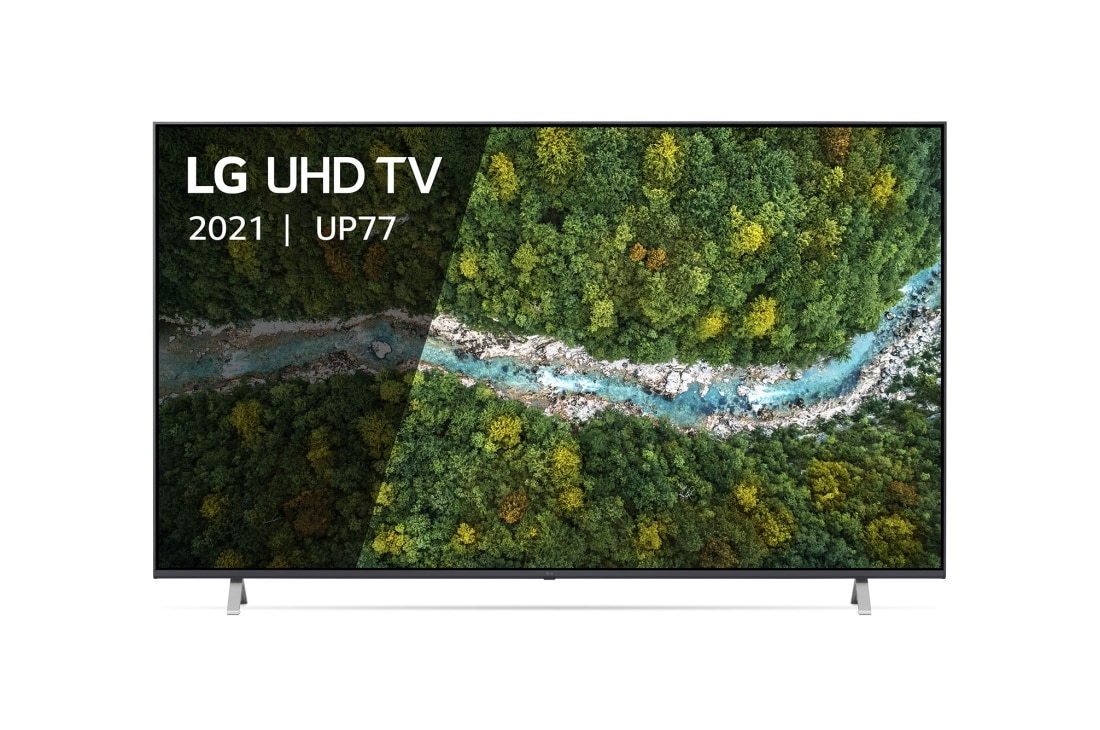 LG Smart TV LG UP77 70 pouces 4K UHD, Une vue avant du téléviseur UHD LG, 70UP77006LB, thumbnail 2