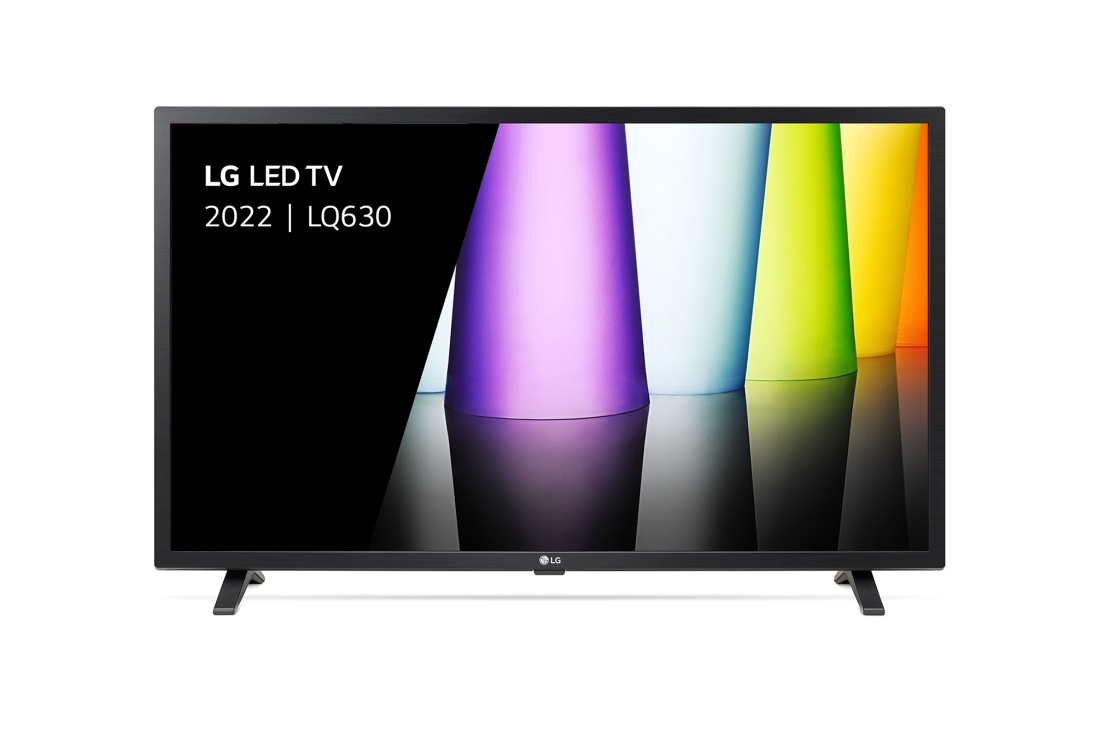 LG 32 pouces LG LED UHD LQ63 4K Smart TV - 32LQ63006LA, Vue avant du téléviseur Full HD de LG avec image de remplissage et logo du produit, 32LQ63006LA