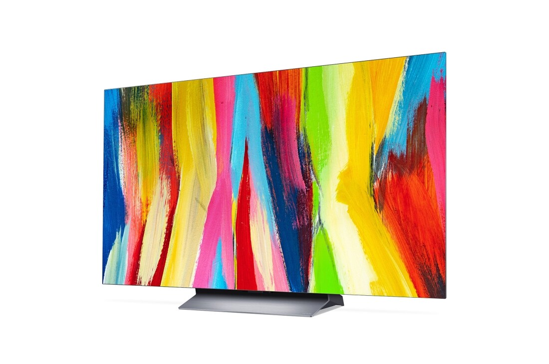 LG Smart TV LG OLED evo C2 4K 77 pouces, vue de côté à 30 degrés avec image de remplissage, OLED77C24LA, thumbnail 3
