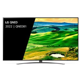 Vue avant du téléviseur QNED de LG avec image de remplissage et logo du produit2