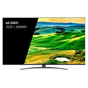 LG QNED81, Vue avant du téléviseur QNED de LG avec image de remplissage et logo du produit, 75QNED816QA, thumbnail 1