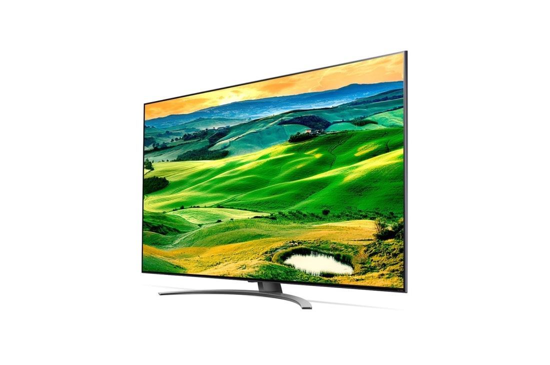 LG QNED81, vue de côté à 30 degrés avec image de remplissage, 75QNED816QA, thumbnail 3