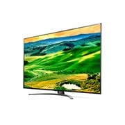 LG QNED81, vue de côté à 30 degrés avec image de remplissage, 75QNED816QA, thumbnail 3